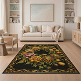 Opulent Gold Floral Wreath Area Rug