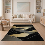 Gold Foil Mountains Night Sky Area Rug