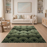 Cascading Green Waves Area Rug