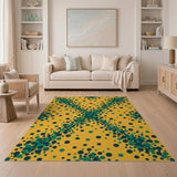 Vibrant Yellow Green Polka Dot Area Rug