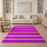 Boho Pink Blue Striped Area Rug
