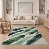 Sweeping Green Brushstroke Abstract Area Rug