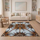 Bold Orange Tribal Sunburst Area Rug