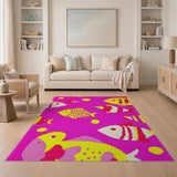 Playful Cartoon Fish Pink Area Rug