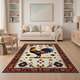 Vibrant Rooster Heritage Tribal Area Rug