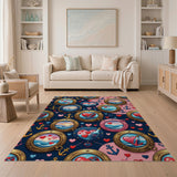 Romantic Nautical Portholes Hearts Area Rug