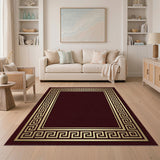 Red Gold Greek Key Border Area Rug