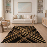 Bold Geometric Brown Tan Stripe Area Rug