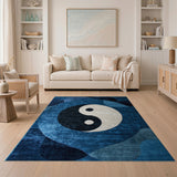Blue Yin-Yang Geometric Area Rug