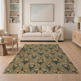 Beige Chamomile Wheat Floral Area Rug