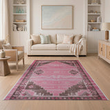 Pink Southwestern Vibrant Pink Southwestern Geometric Area Rug