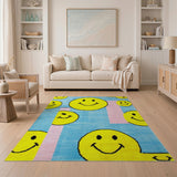 Playful Pixel Smiley Faces Area Rug