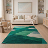 Green Geometric Patchwork Area Rug