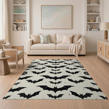 Spooky Black Bats Silhouette Area Rug