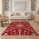 Crimson Floral Persian Medallion Rug