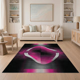 Neon Pink Abstract Oval Area Rug