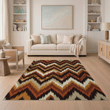 Southwestern Zigzag Brown Tan Area Rug
