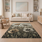 Distressed Vintage Beige Poppy Field Rug