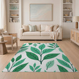 Green Lush Green Leaves Pattern Area Rug