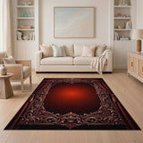 Opulent Red Velvet Curtain Frame Area Rug