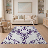 Purple Elegant Purple Floral Vintage Area Rug