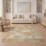 Textured Geometric Beige Neutral Area Rug
