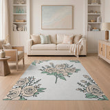 Blush Pink Rose Bouquet Floral Area Rug