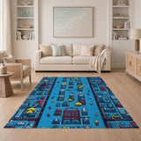Vibrant Geometric City Street Area Rug