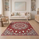 Red Mandala Lotus Area Rug