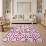 Vibrant Pink Geometric Lattice Area Rug