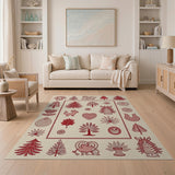 Red Heritage Tribal Folk Motif Area Rug