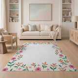 Multi-color and Patterns Pink Floral Border Area Rug