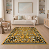 Elegant Orange Ornate Floral Area Rug