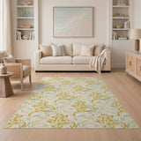 Yellow Floral Line Art Area Rug