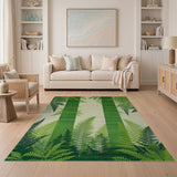 Lush Green Fern Vertical Stripe Area Rug