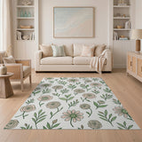 Blush Pink Roses Daisies Floral Rug