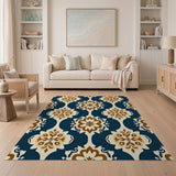 Blue and Teal Navy Traditional Persian Floral Area Rug