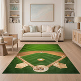 Green Geometric Modern Green Baseball Field Area Rug