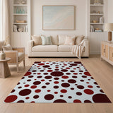 Red Polka Dot Geometric Area Rug
