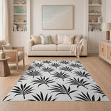 Black Palm Leaf Silhouette Area Rug