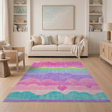 Rainbow Wavy Hearts Shag Area Rug