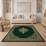Ornate Gold on Emerald Green Persian Rug