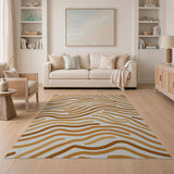 Orange Wavy Orange Abstract Area Rug