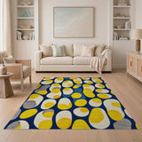 Yellow Blue Abstract Egg Geometric Area Rug