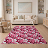 Whimsical Pink Flamingo Flower Area Rug