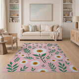 Pink Floral Vintage Pink Daisy Floral Area Rug