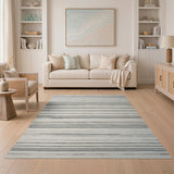Black and White Wavy Black White Striped Area Rug
