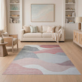 Pink Abstract Pink Wave Area Rug