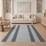 Black White Geometric Grid No. 5 Area Rug