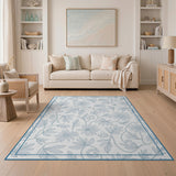 Vintage Teal Daisy Floral Area Rug